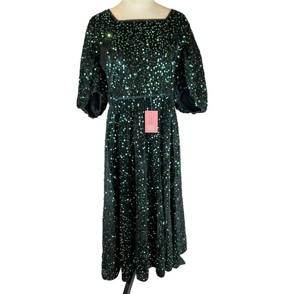 NWT Ivy City Co Green Sequin Vivian Dress Size XL - Picture 1 of 16